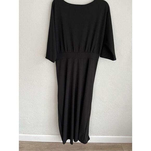 Livd Woman Black V-Neck Three-Quarter Sleeve Maxi Dress, Size 1X - Picture 7 of 7